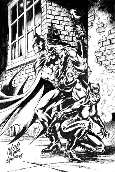 Batman and Catwoman, pencils by Al Rio, inks by Geof Isherwood