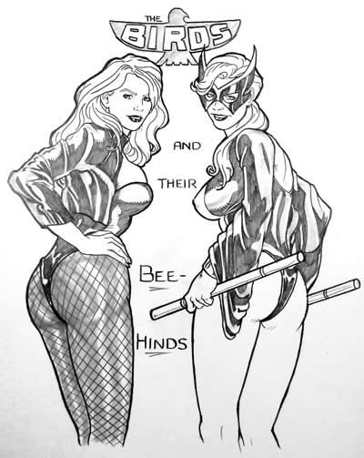 Black Canary and Mockingbird, pencils by comic artist Daniel B. Veesenmeyer