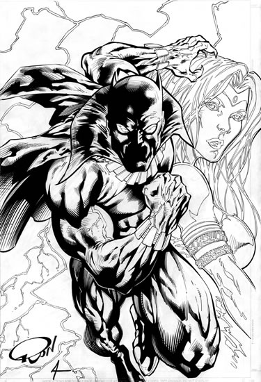 Black Panther and Storm, pencils by Ron Adrian, inks by Bob Almond