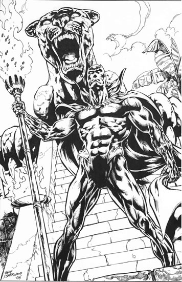 The Black Panther, pencils and inks by comics artist Geof Isherwood