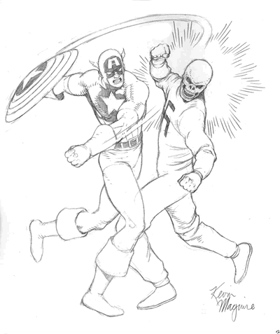 Captain America vs. The Red Skull, pencils by comics artist Kevin Maguire