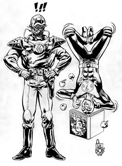 Captain Gravity and just plain Gravity, pencils by Sal Velluto, inks by Bob Almond
