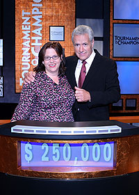 Celeste DiNucci, 2007 TOC Champion, and host Alex Trebek