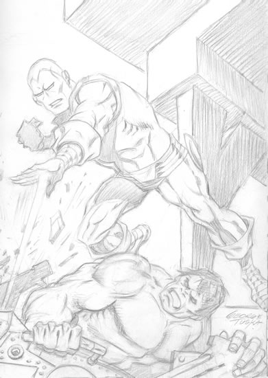 Iron Man and the Hulk, pencils by comics artist George Tuska
