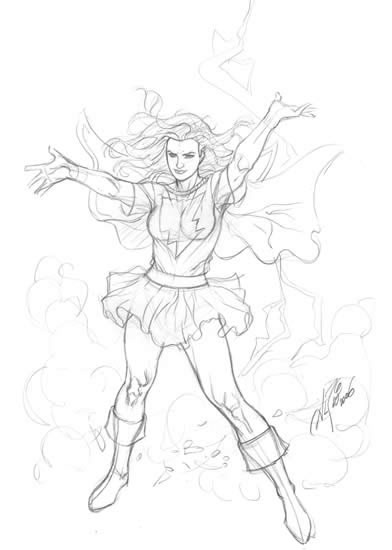 Mary Marvel, pencil sketch by comics artist Al Rio
