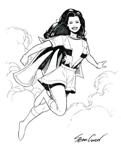 Mary Marvel, pencils and inks by comic artist Sean Chen