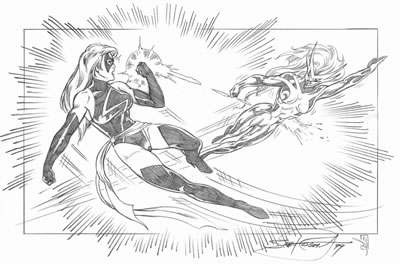 Ms. Marvel vs. Moonstone, pencils by comics artist Scott Rosema