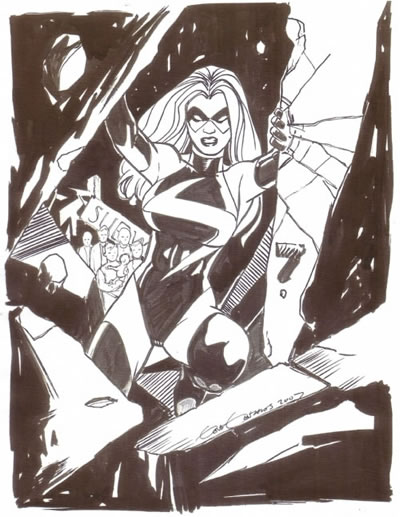 Ms. Marvel, pencils and inks by comics artist Gene Gonzales