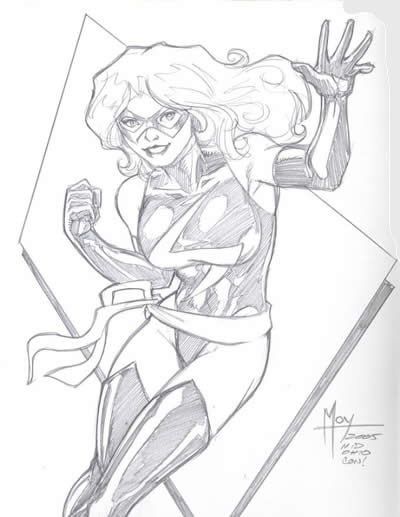 Ms. Marvel, pencils by comics artist Jeffrey Moy