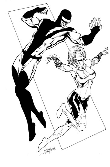 Nexus and Dream Girl, pencils and inks by comics artist Andy Smith