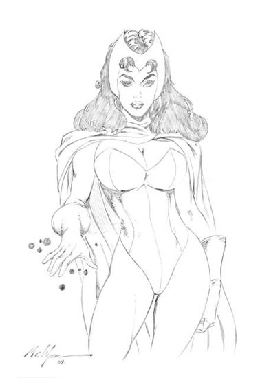 The Scarlet Witch, pencils by comics artist MC Wyman