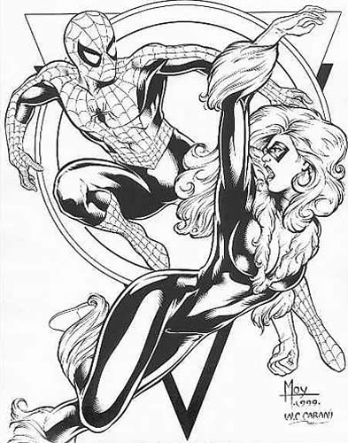 Spider-Man and the Black Cat, pencils by Jeffrey Moy, inks by W.C. Carani