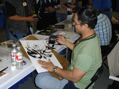 Buzz working on his Storm commission
