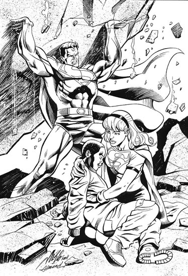 Supergirl and Superman, pencils by Al Rio, inks by Bob Almond