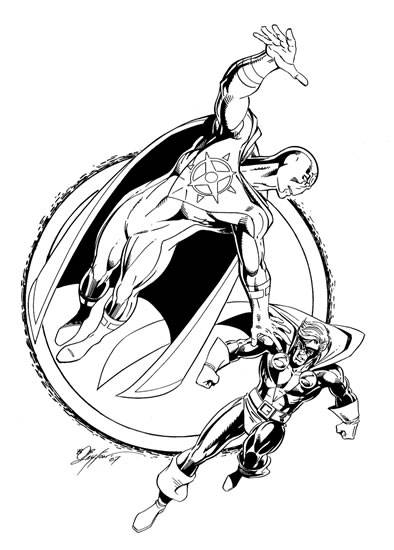 Supernova and Nomad, pencils and inks by comics artist Bob Layton