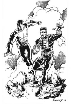 Dynamo and Nick Fury, pencils and inks by Darryl Banks