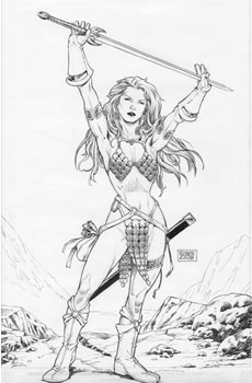 Red Sonja, pencil art by Edgar Tadeo