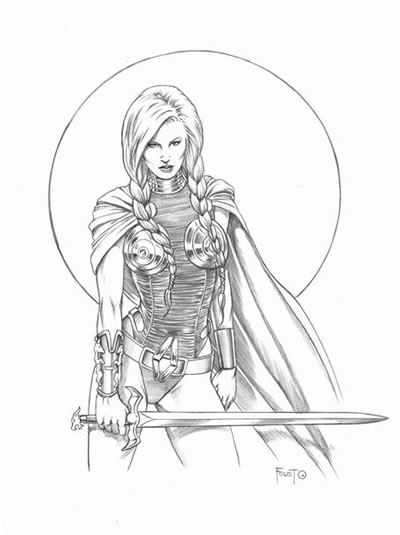 Valkyrie, pencils by comics artist Mitch Foust