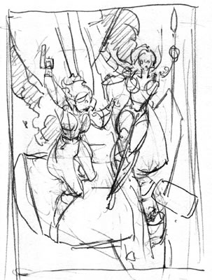 Thumbnail sketch by comics artist Val Semeiks