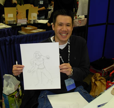 Ron Lim, showing off his Thundra sketch