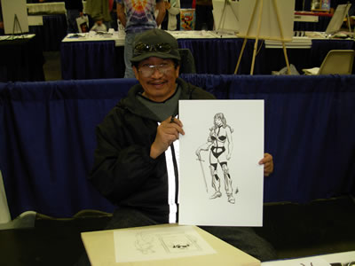 Alex Niño with his completed Taarna
